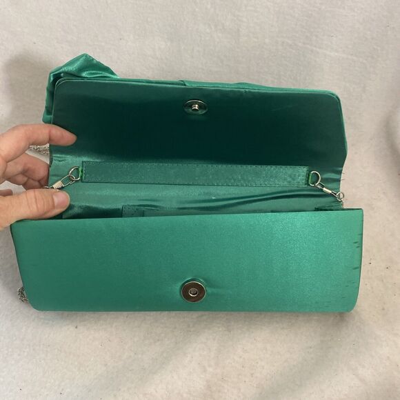 LULU TOWNSEND Green Sparkling Floral handbag purse clutch Stains Snap - Picture 10 of 12